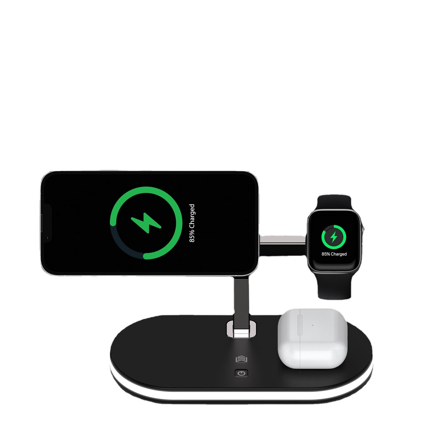 Station de Recharge 3-en-1 Compacte avec Fonction Veilleuse