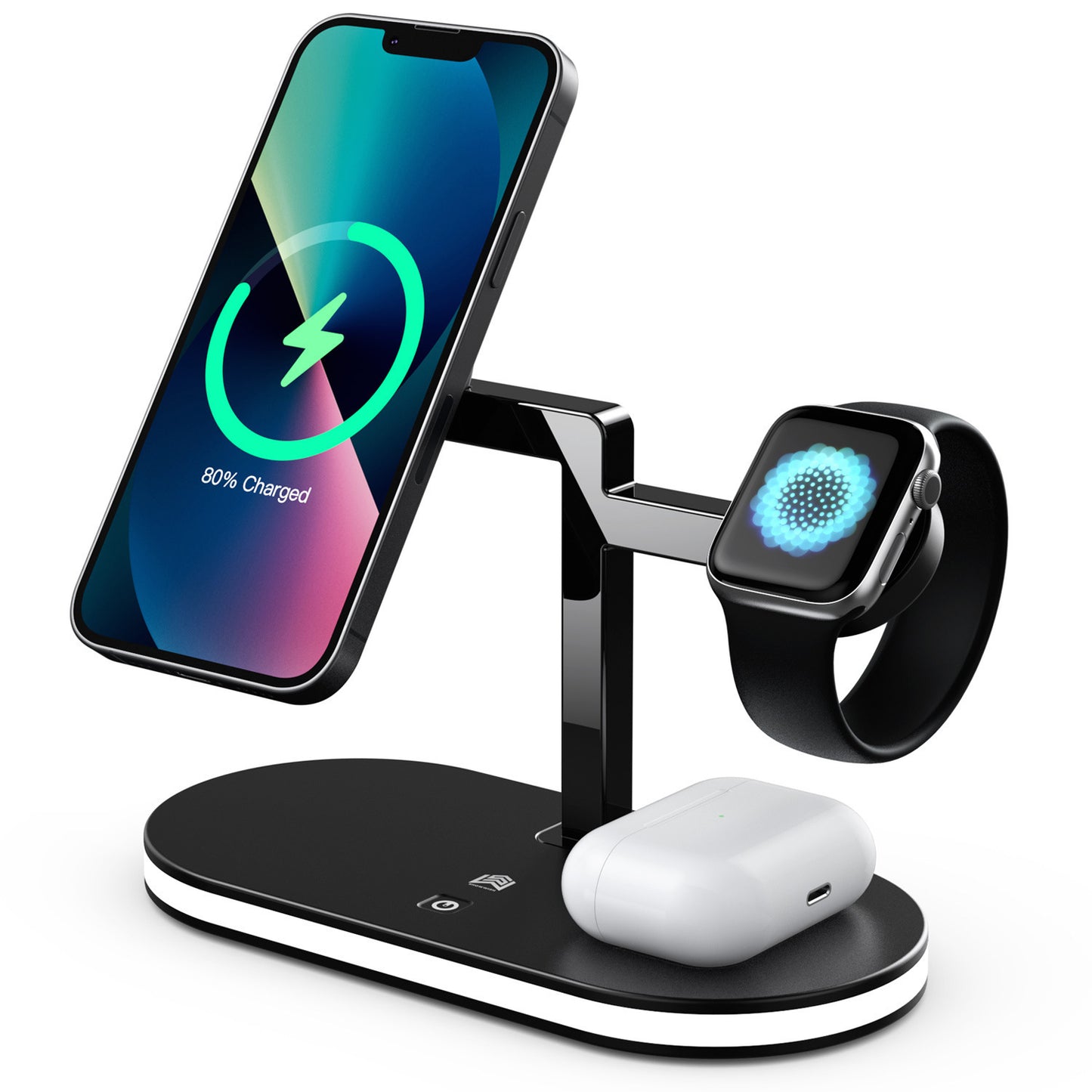 Station de Recharge 3-en-1 Compacte avec Fonction Veilleuse