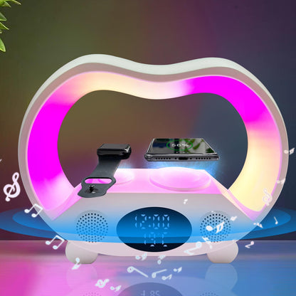 Lampe de Chevet 6-en-1 avec Haut-Parleur Bluetooth et Chargeur Sans Fil 15W™