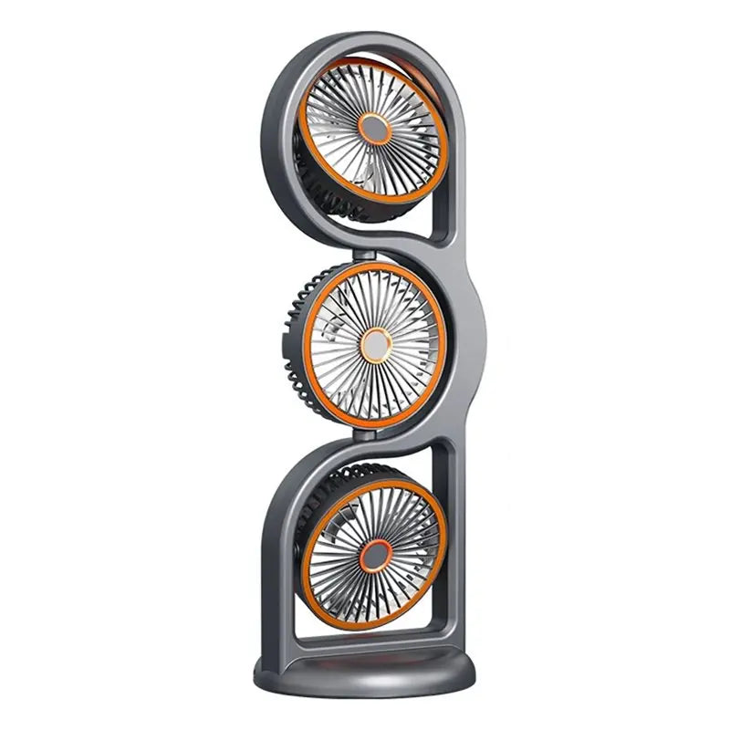 YCOC-USB Rechargeable Portable Three-Head Fan 5-Speed Wind 360° Circulation Dormitory and Outdoor Desktop Fan