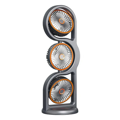 YCOC-USB Rechargeable Portable Three-Head Fan 5-Speed Wind 360° Circulation Dormitory and Outdoor Desktop Fan