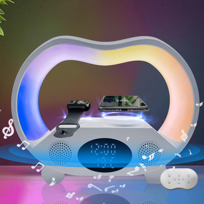 Lampe de Chevet 6-en-1 avec Haut-Parleur Bluetooth et Chargeur Sans Fil 15W™
