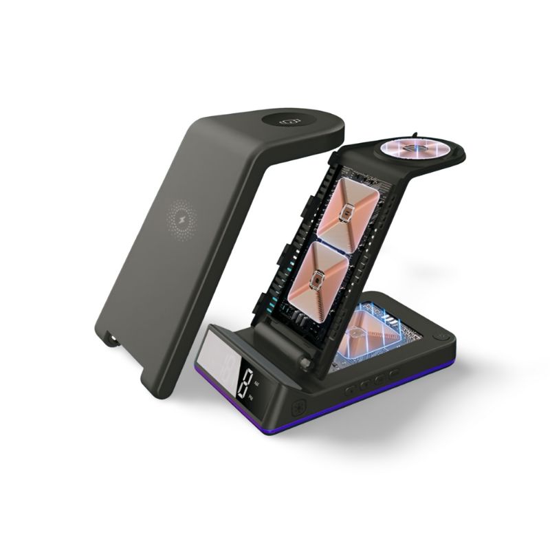 Chargeur Sans Fil 5-en-1 – 15W avec Horloge LED RGB™