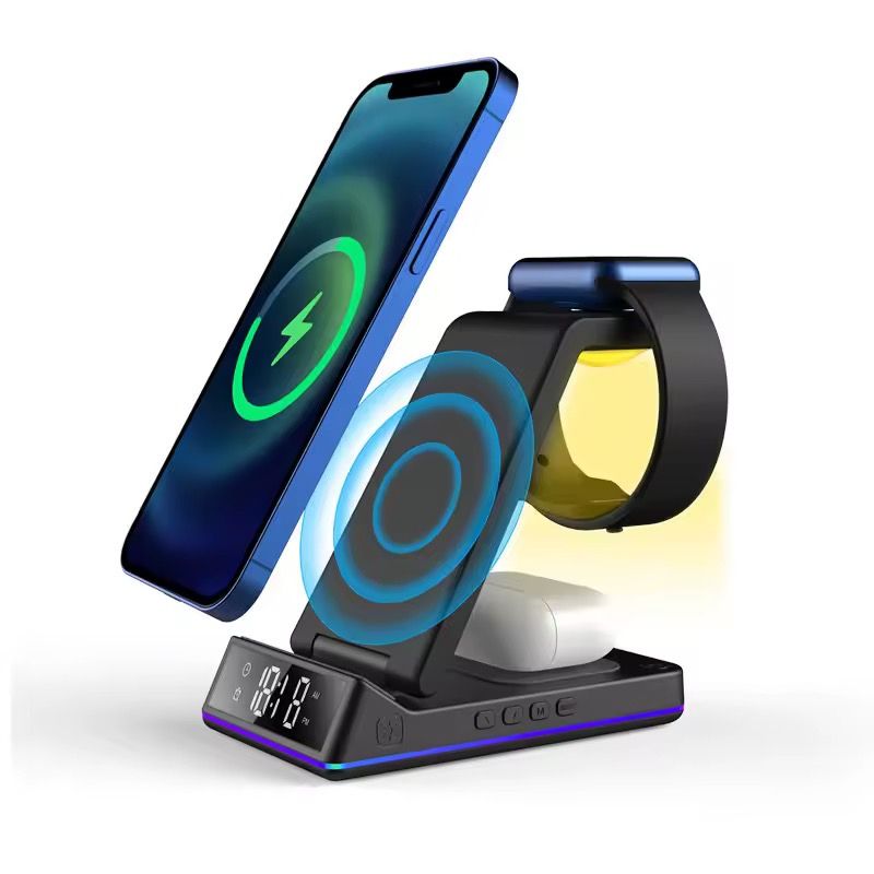 Chargeur Sans Fil 5-en-1 – 15W avec Horloge LED RGB™