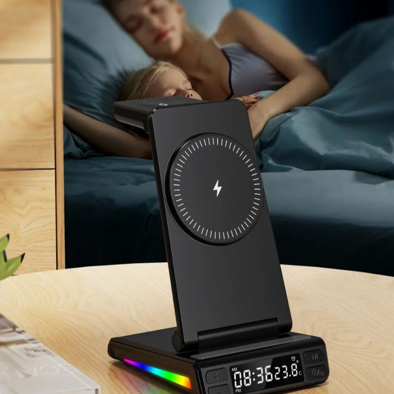 Chargeur Sans Fil 5-en-1 avec Réveil LED™