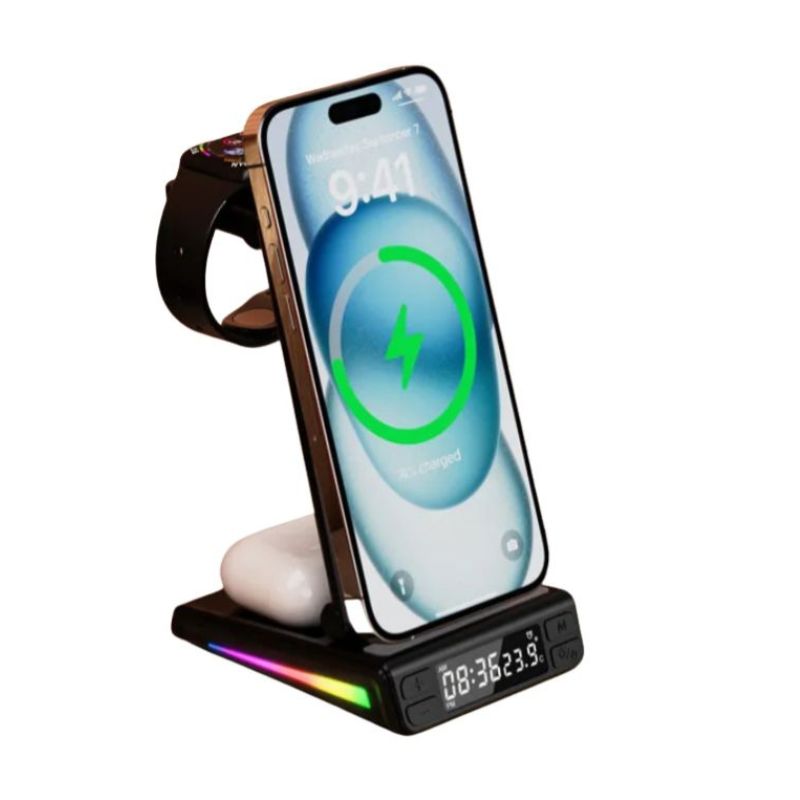 Chargeur Sans Fil 5-en-1 avec Réveil LED™