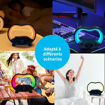 Lampe de Chevet 6-en-1 avec Haut-Parleur Bluetooth et Chargeur Sans Fil 15W™