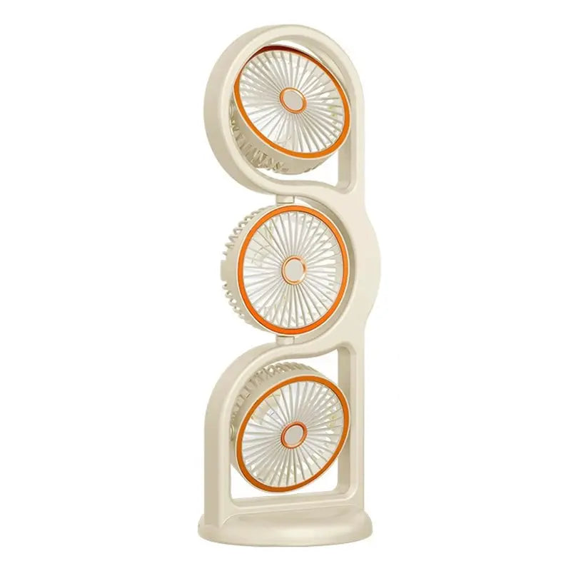YCOC-USB Rechargeable Portable Three-Head Fan 5-Speed Wind 360° Circulation Dormitory and Outdoor Desktop Fan