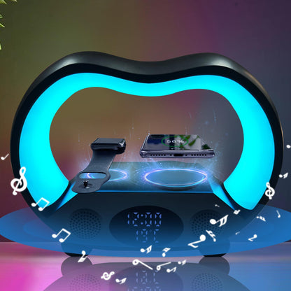 Lampe de Chevet 6-en-1 avec Haut-Parleur Bluetooth et Chargeur Sans Fil 15W™