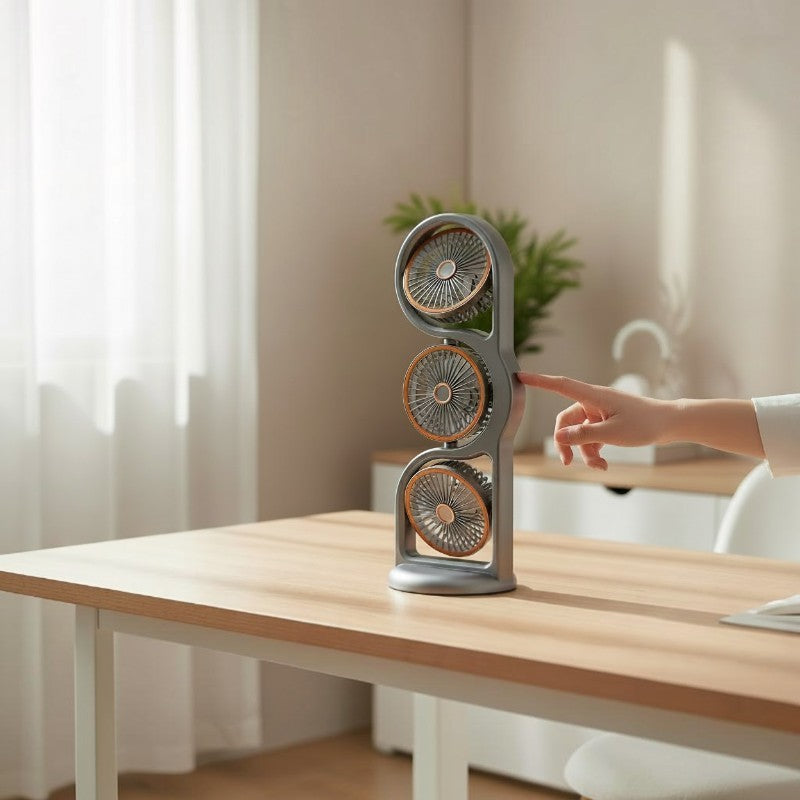Ventilateur 3 Têtes Rechargeable 360°