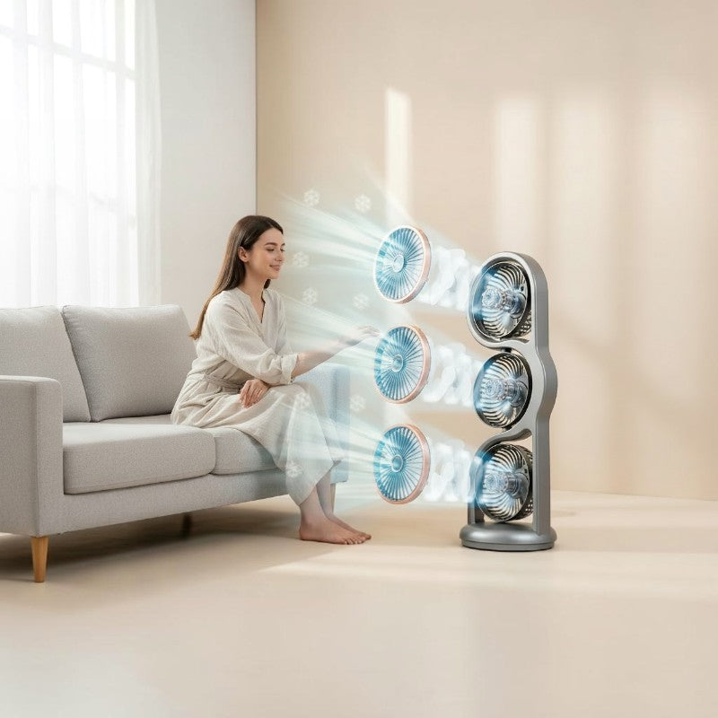 Ventilateur 3 Têtes Rechargeable 360°