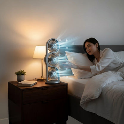 Ventilateur 3 Têtes Rechargeable 360°