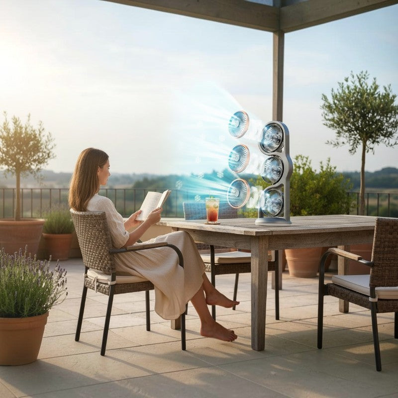 Ventilateur 3 Têtes Rechargeable 360°